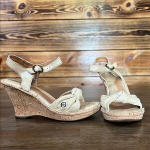Born Cream Wedge Sandals